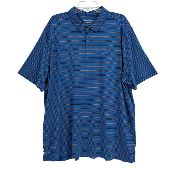 Tommy Bahama Polo Men's XXXL IslandZone Golf Short Sleeve Shirt Blue Stripe - Picture 1 of 11